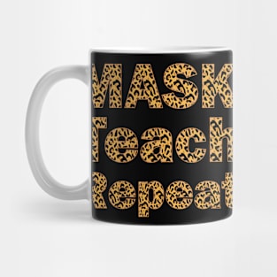 Mask Teach Repeat Leopard Print Teacher Mug